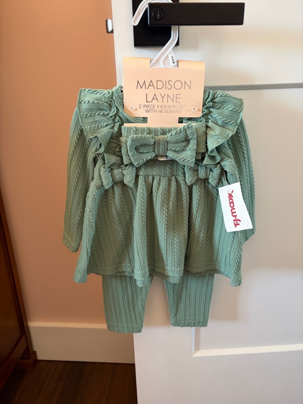 Madison Layne Sage Green Ruffled Baby 2-Piece Set with Headband